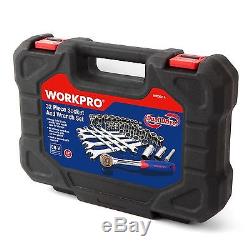 Workpro 32pc Metric Sae Sockets Wrench Set Cr-v 3/8 Ratchet Dual Drive Handle